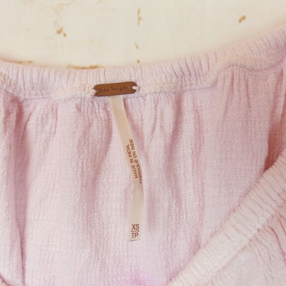 Free People Cora Off The Shoulder Top Womens XS Pink Ombre Peasant Boho 70s FLAW - Picture 7 of 13